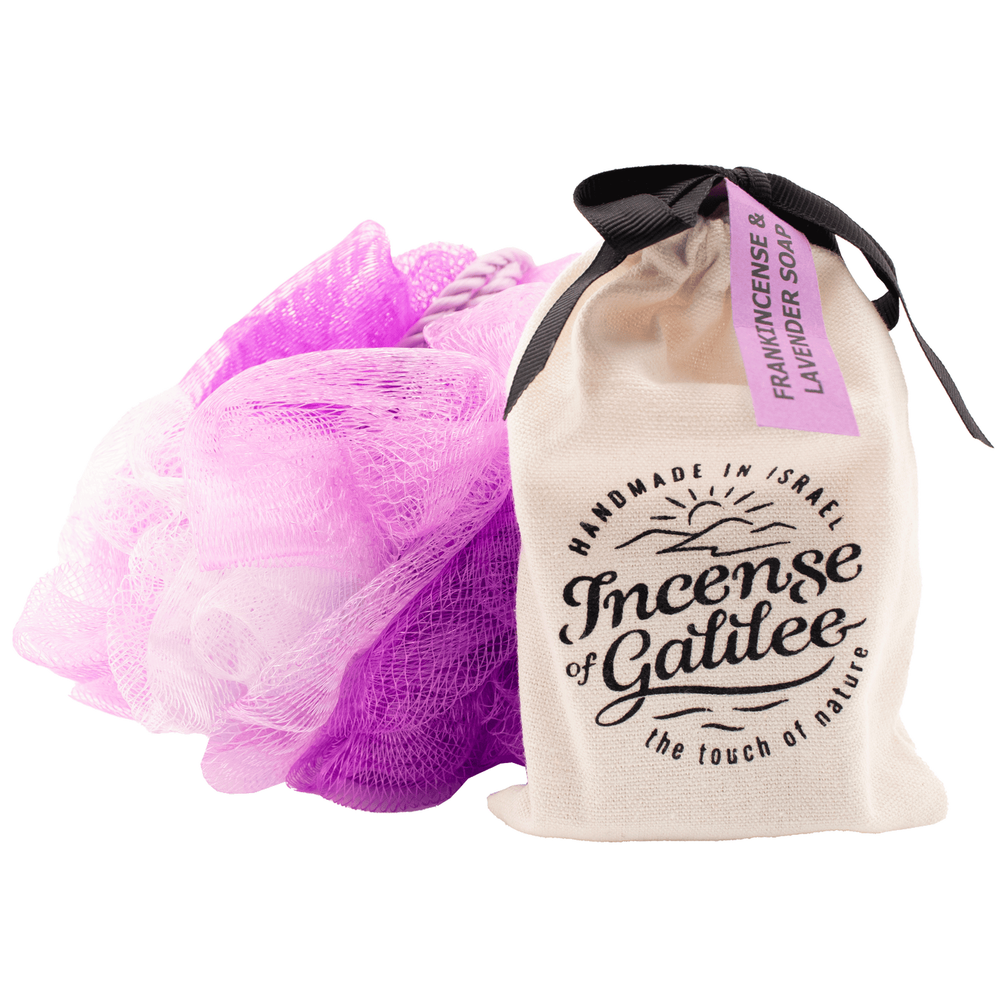 Frankincense/Lavender Soap & Bath Puff Set (Purple)