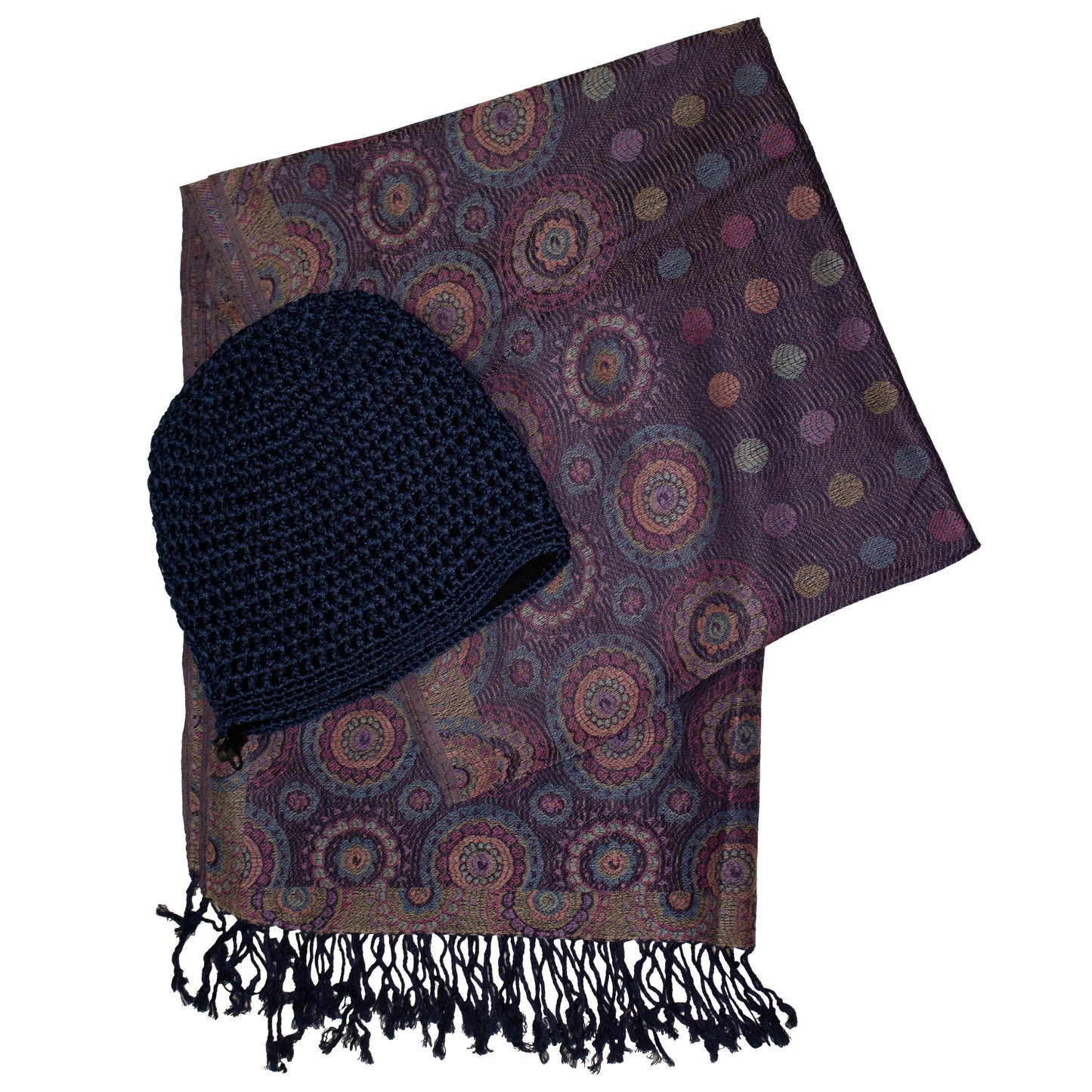 Blue Belgian Net Hat & Scarf Set