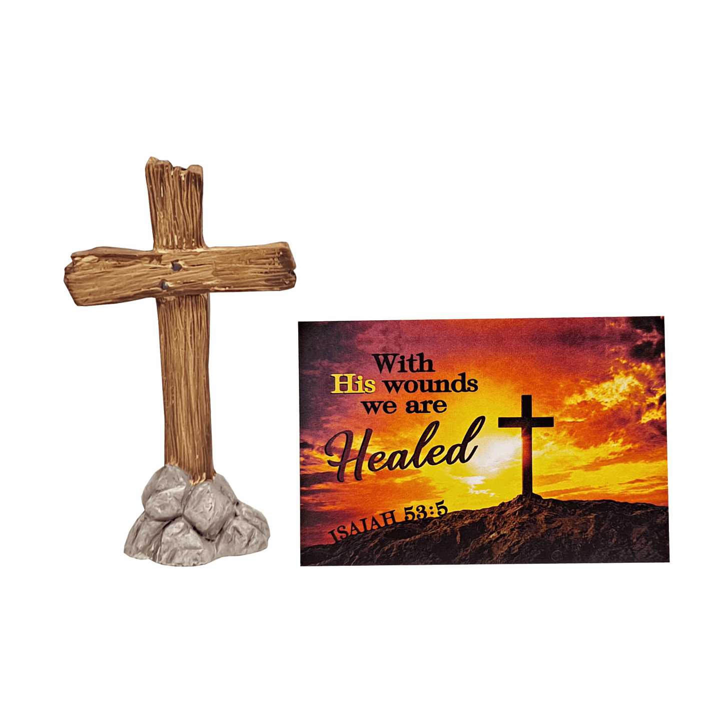 Cross and "With His Wounds we are Healed" Blessing Card Set