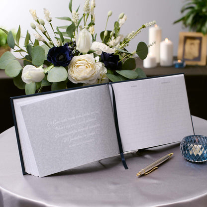 In Loving Memory Navy Faux Leather Medium Guest Book