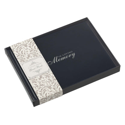 In Loving Memory Navy Faux Leather Medium Guest Book