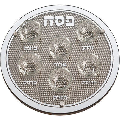 Glass Passover Seder Tray with 6 Bowls