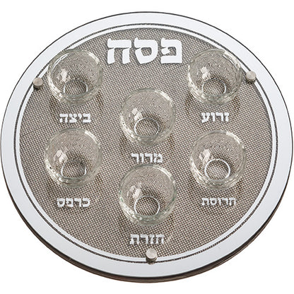 Glass Passover Seder Tray with 6 Bowls