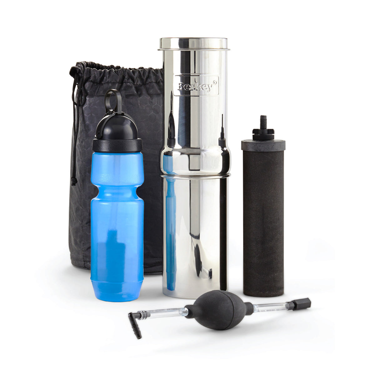 Go Berkey portable water filter with Sport Berkey bottle and carrying case