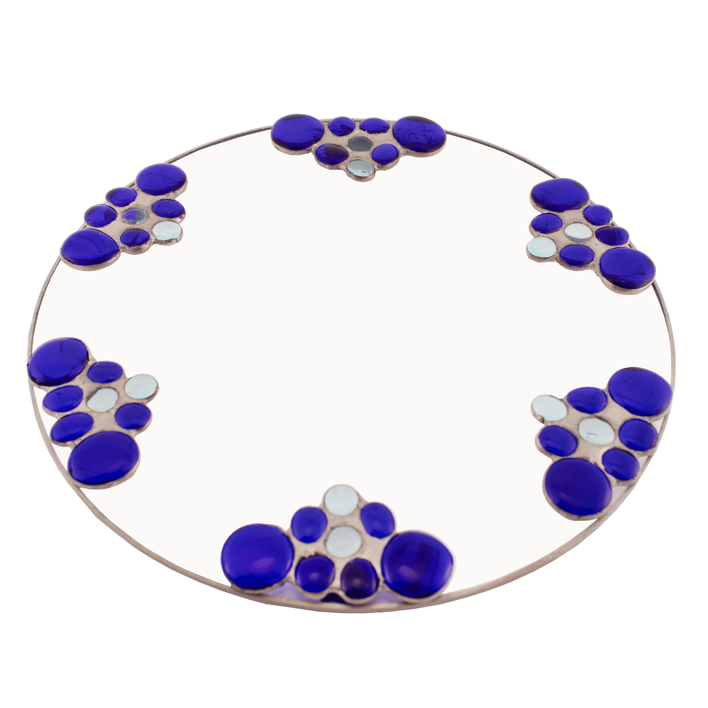 Glass Passover Plate with Blue Stones