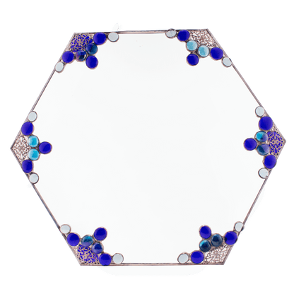 Glass Passover Plate with Blue Stones