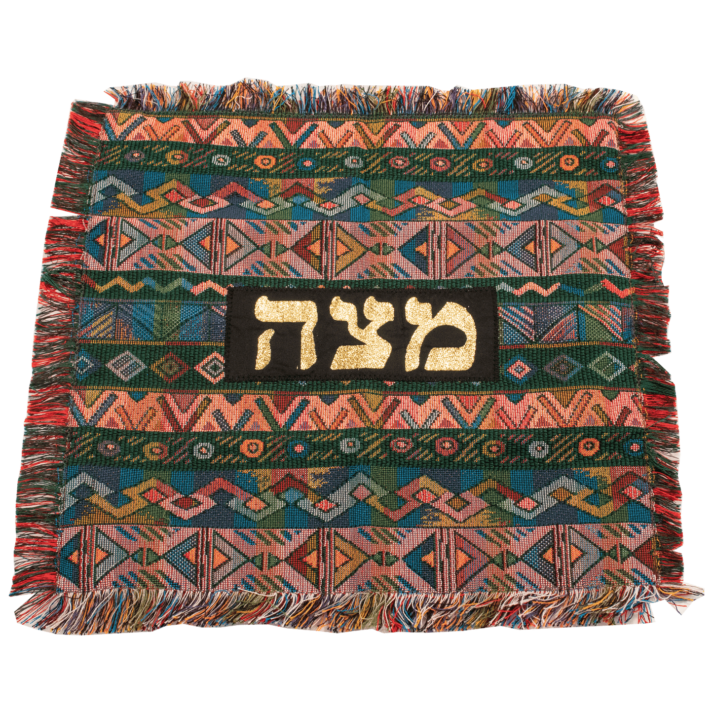 Green and multi-color tribal pattern matzah cover