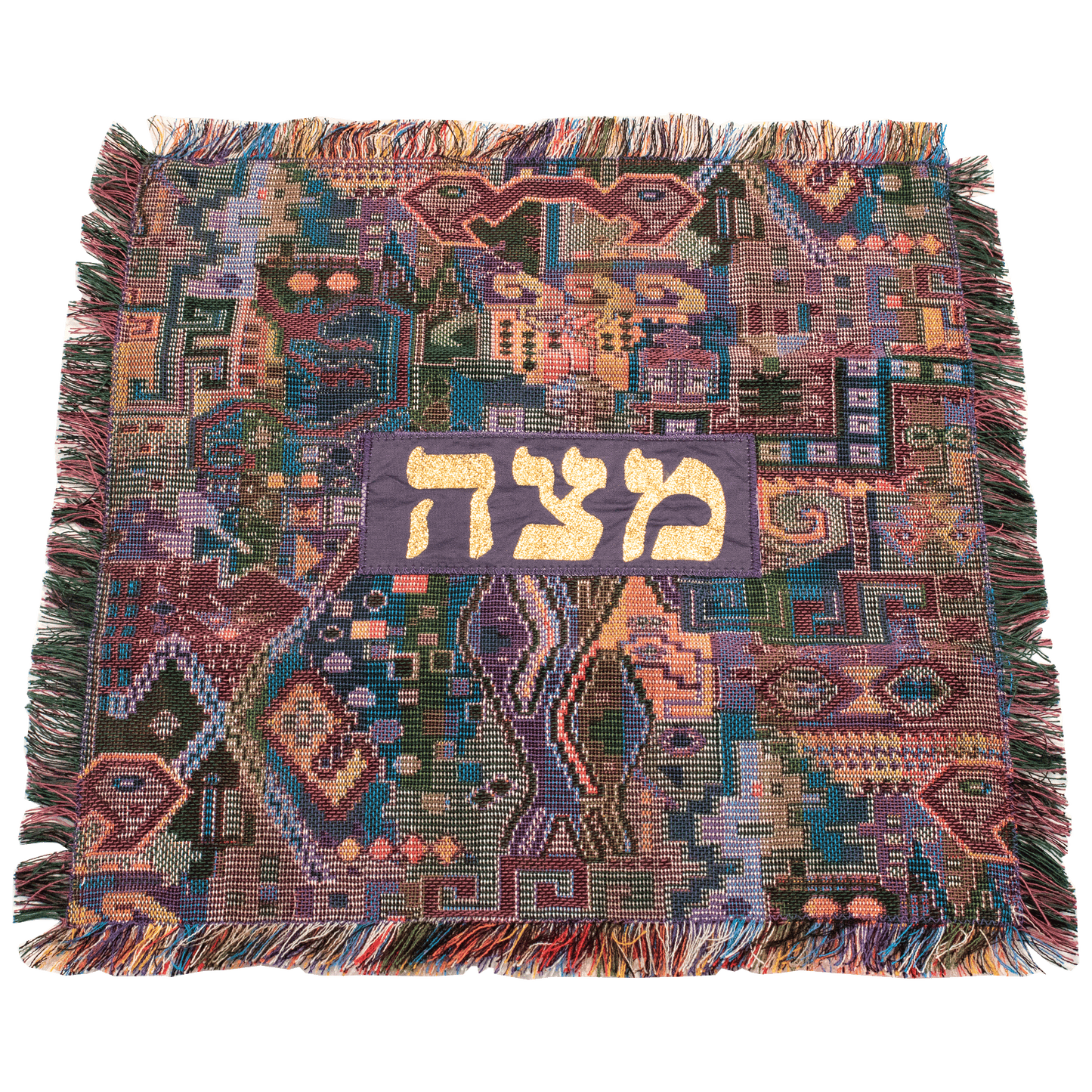 matzah cover with aboriginal pattern purple multi-color pattern