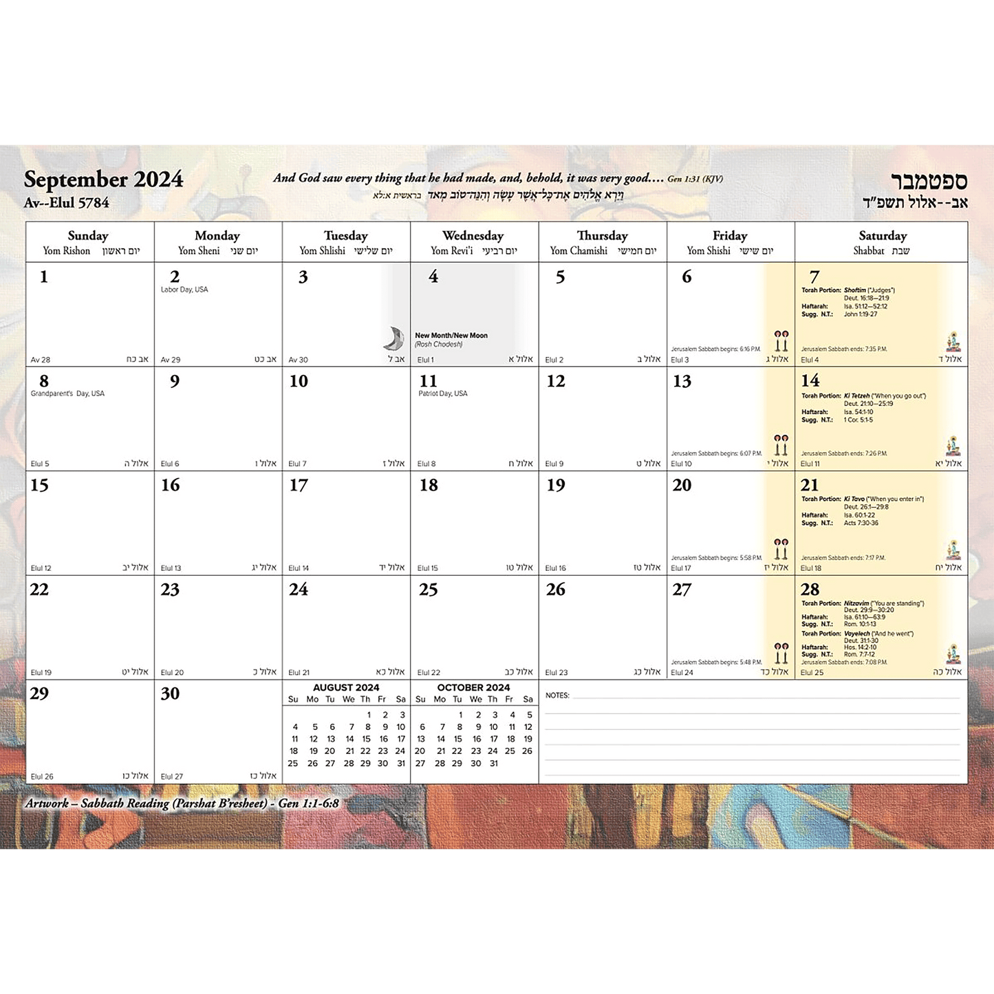 In The Beginning Calendar (Sept 2024 - Dec 2025)