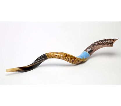 Yemenite Shofar 40" - 44" - Hand Painted Jerusalem Design