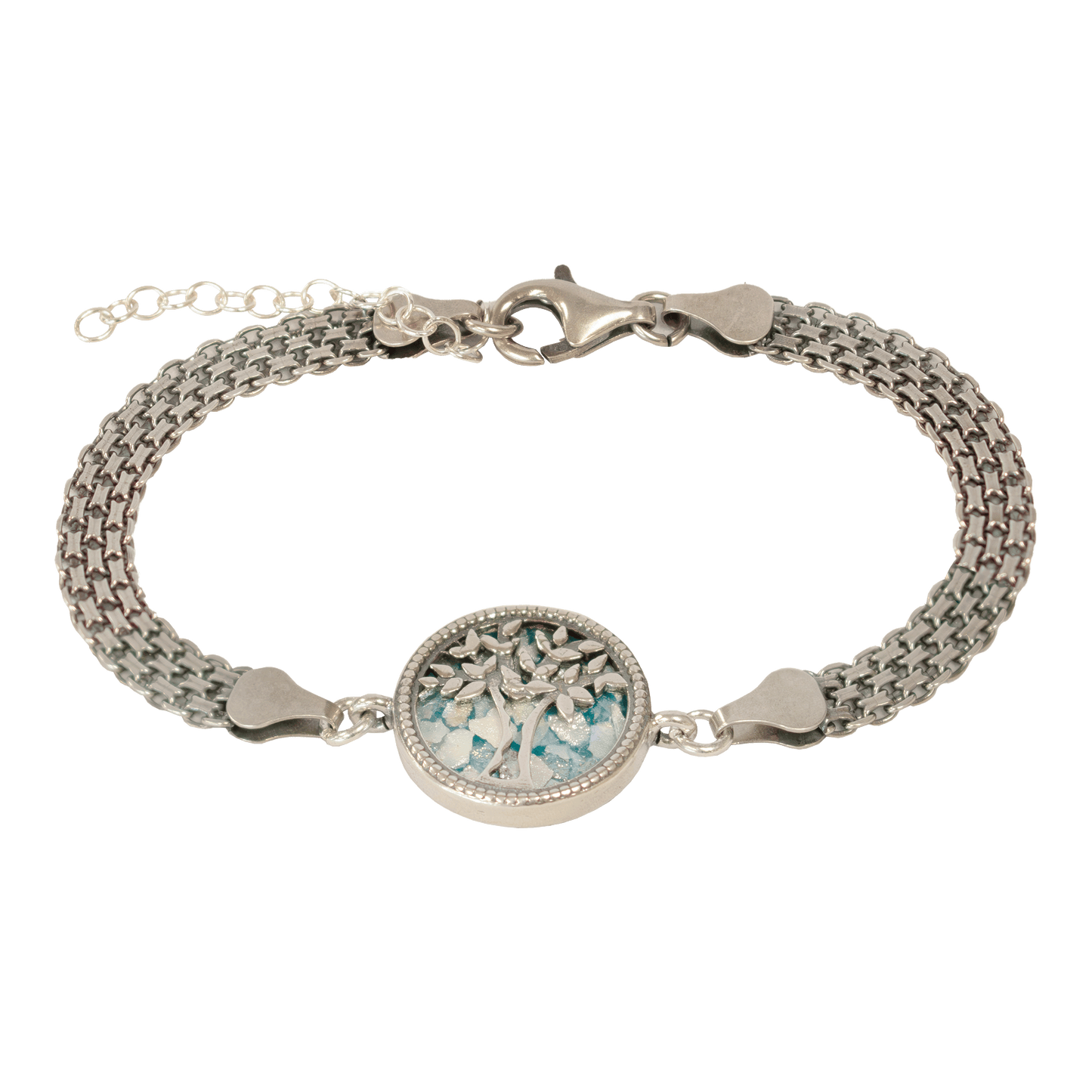 Tree of Life Roman Glass & Silver Bracelet