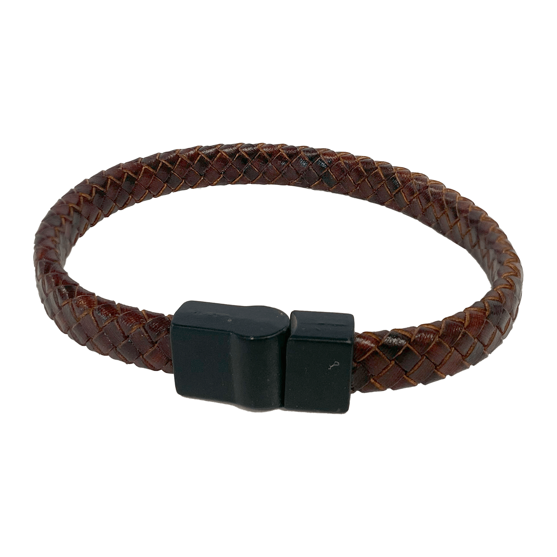 Mahogany leather woven bracelet