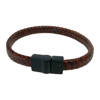 Mahogany leather woven bracelet