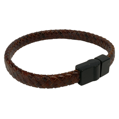 Mahogany leather woven bracelet