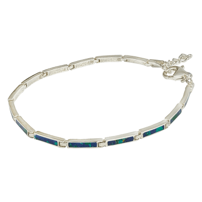 Sterling silver link bracelet with inlays of Eilat stone