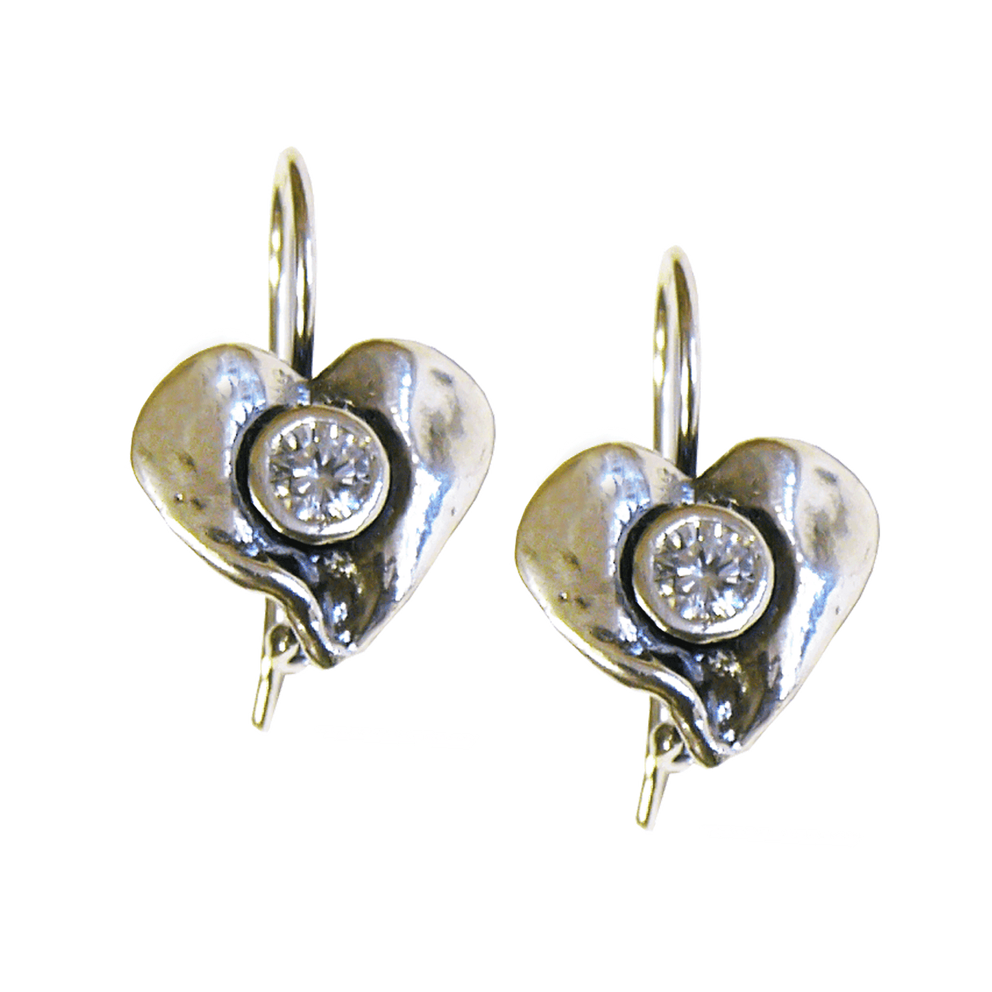 Heart With Clear Crystal Earrings