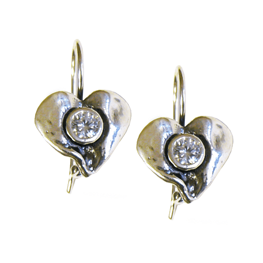 Heart With Clear Crystal Earrings