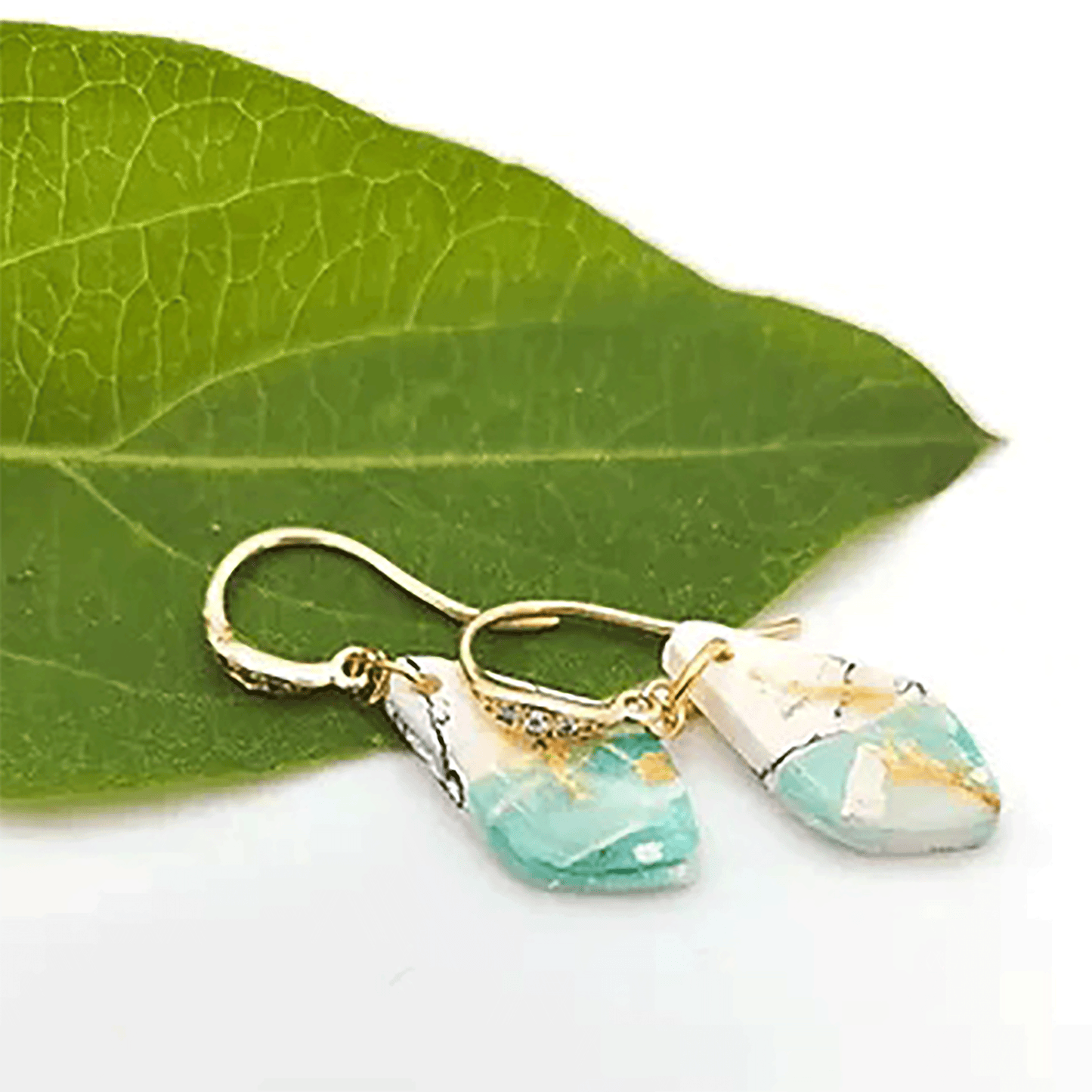 Turquoise Marble Clay Earrings