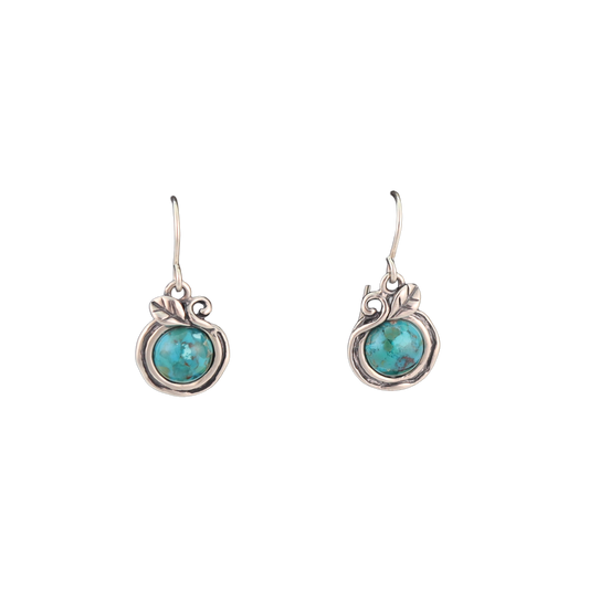 Dangle Earrings with round Eilat Stones framed in silver