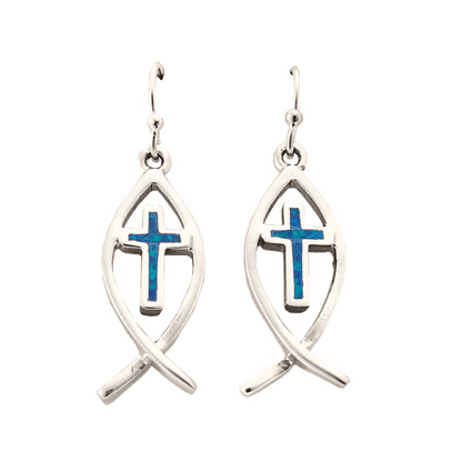 Ichthus with Cross Earrings