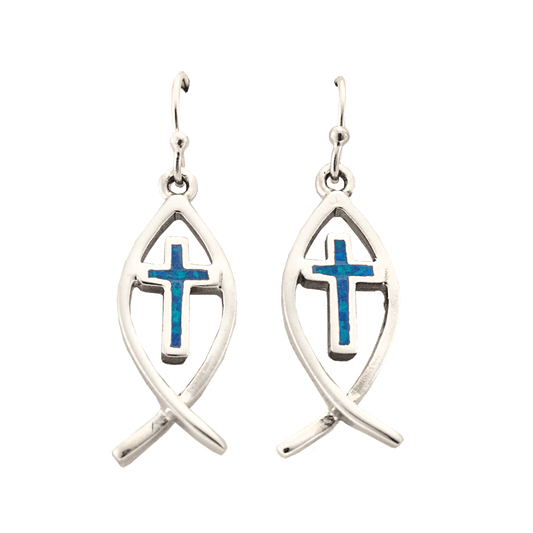 Ichthus with Cross Earrings