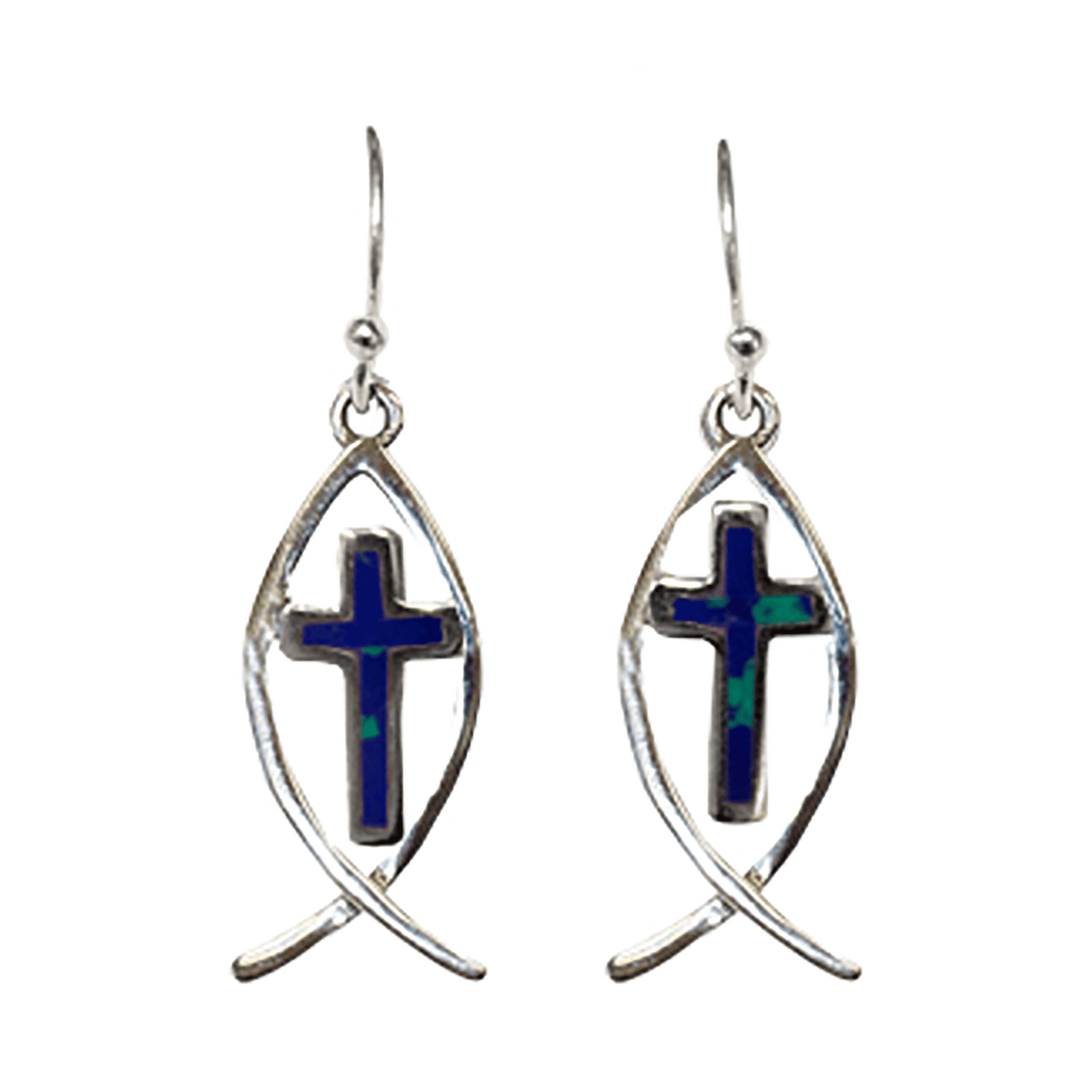 Ichthus with Cross Earrings