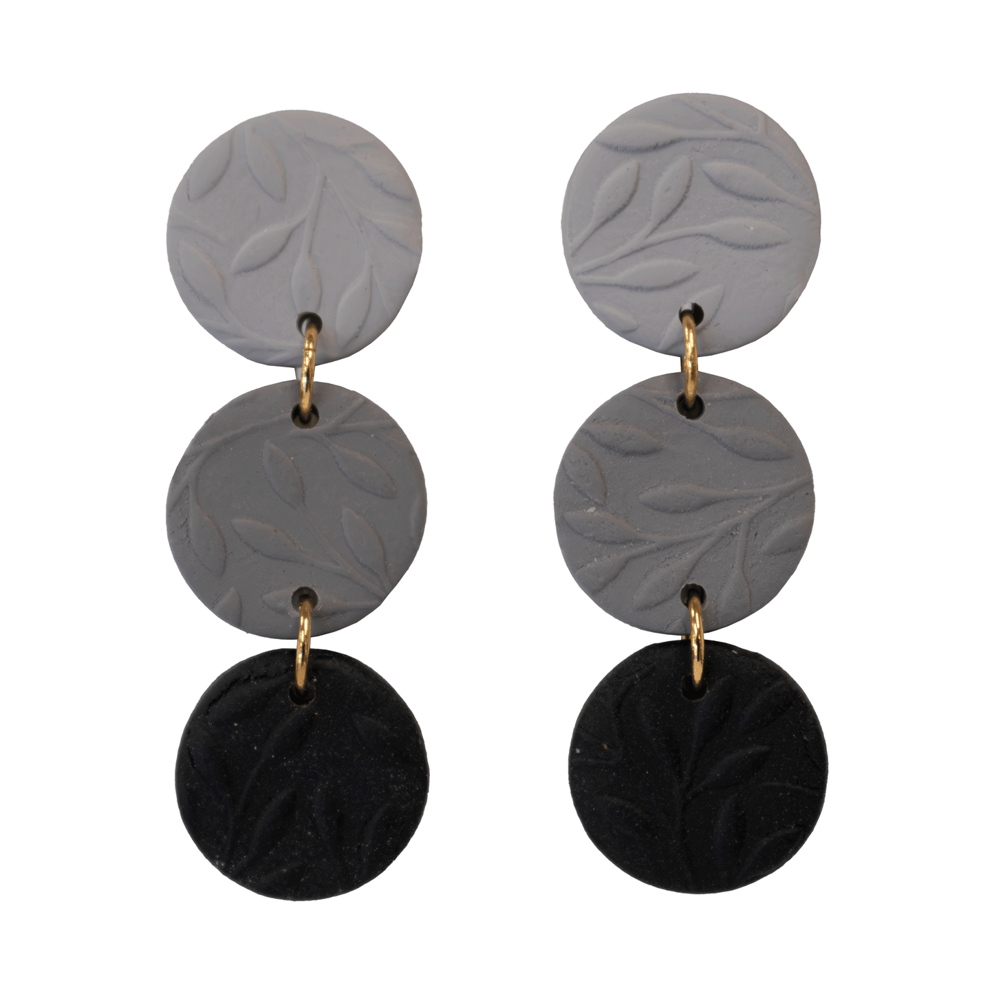 Gray and black handcrafted polymer clay earrings