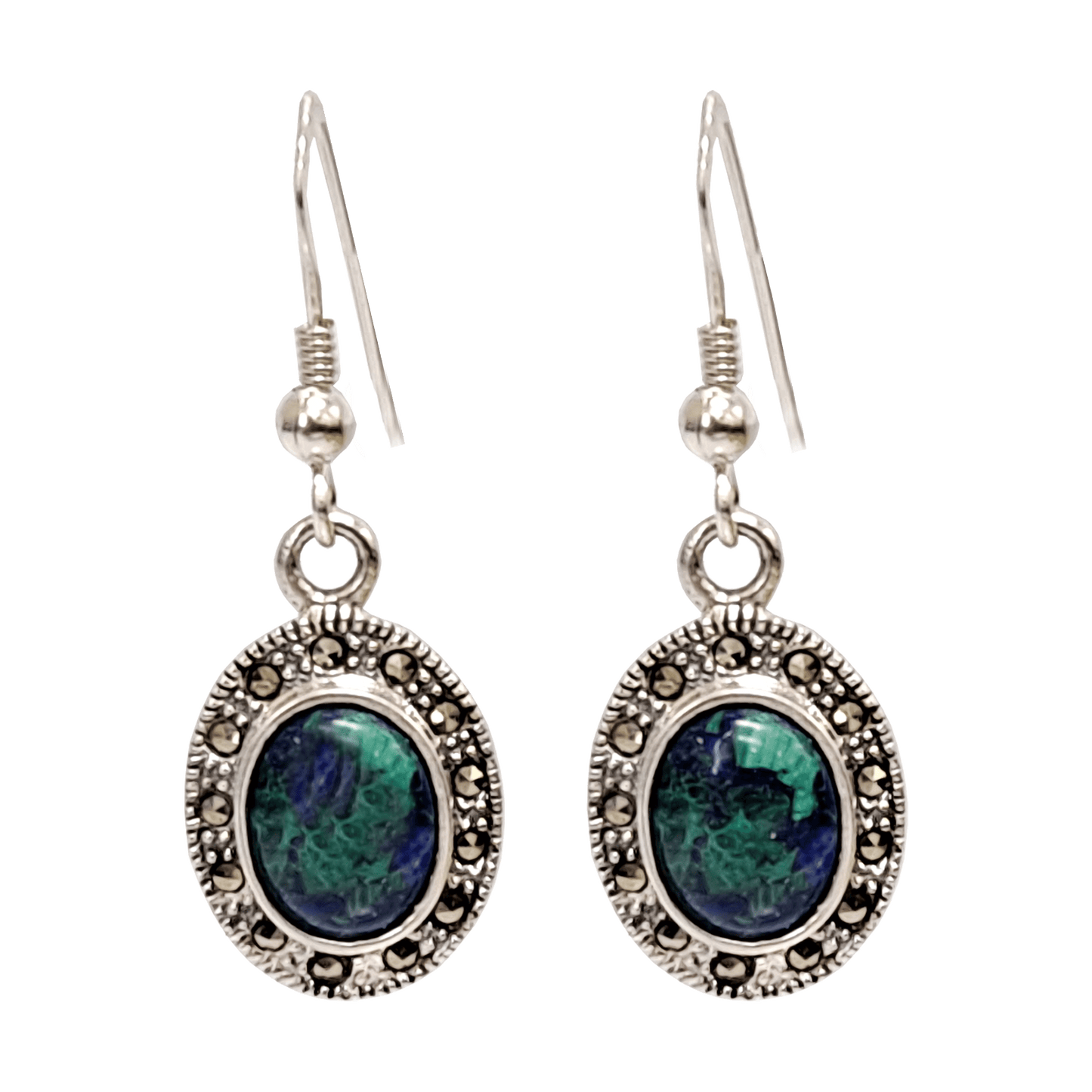 Eilat Stone & Marcasite Oval Earrings