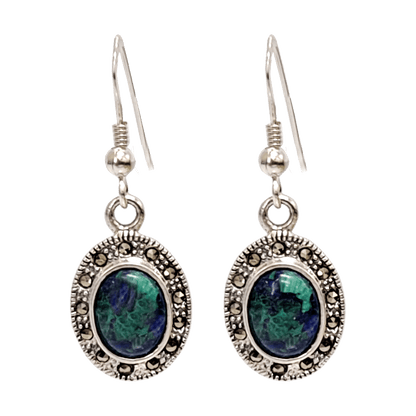 Eilat Stone & Marcasite Oval Earrings