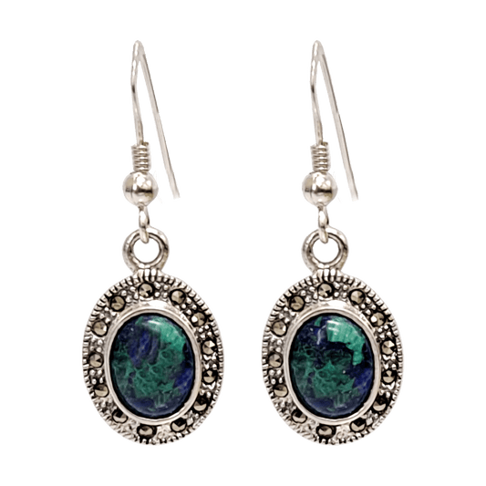 Eilat Stone & Marcasite Oval Earrings