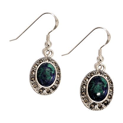 Eilat Stone & Marcasite Oval Earrings