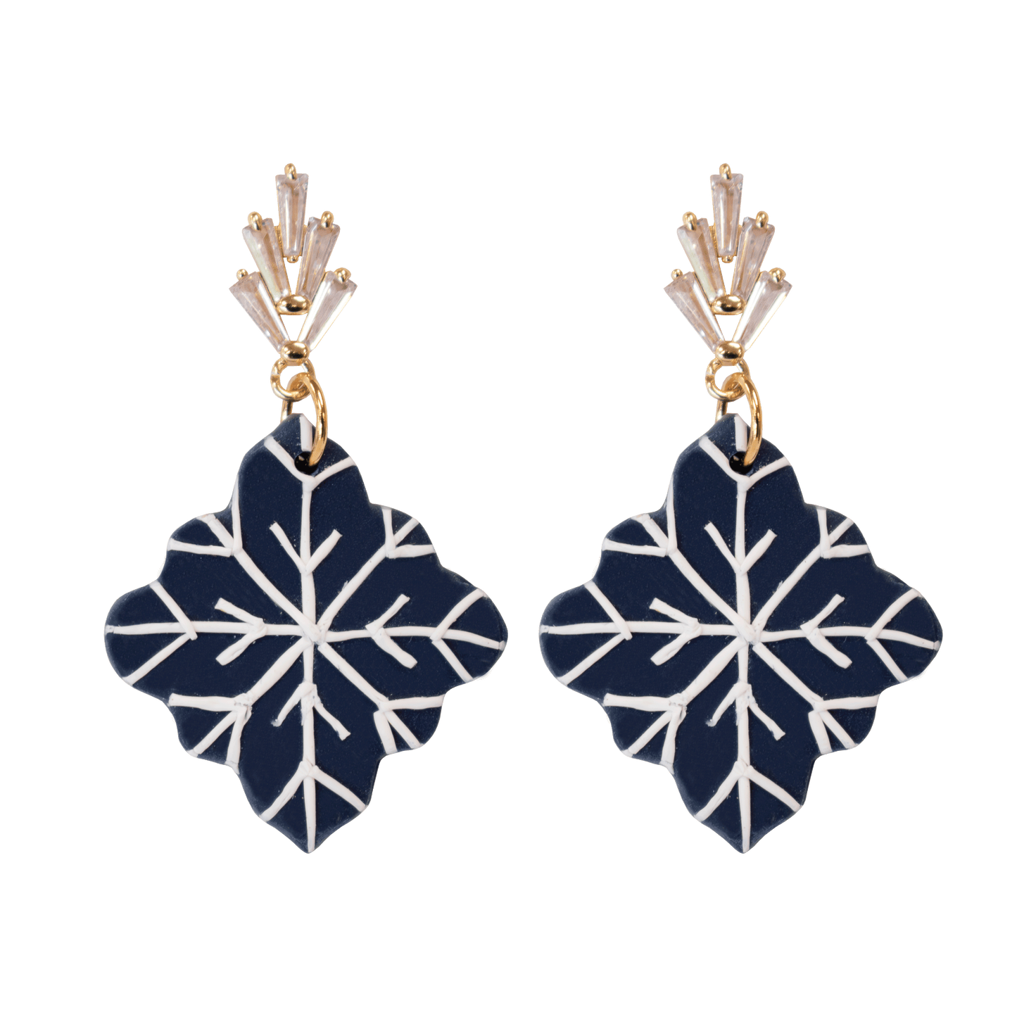 Handcrafted Clay Snowflake Dangle Earrings