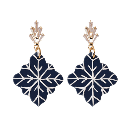 Handcrafted Clay Snowflake Dangle Earrings