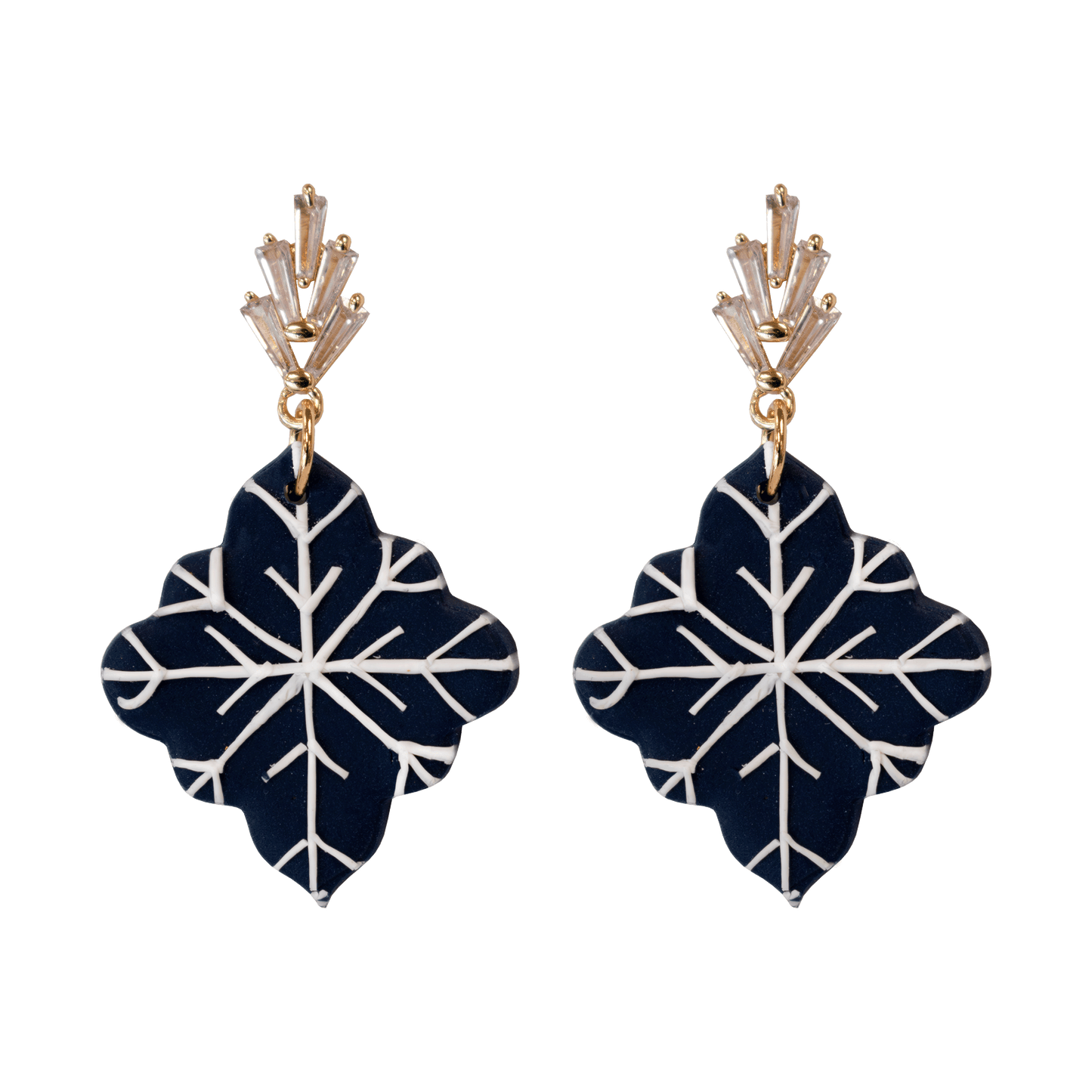 Handcrafted Clay Snowflake Dangle Earrings