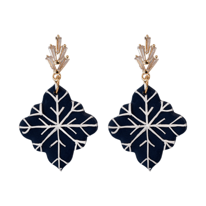 Handcrafted Clay Snowflake Dangle Earrings