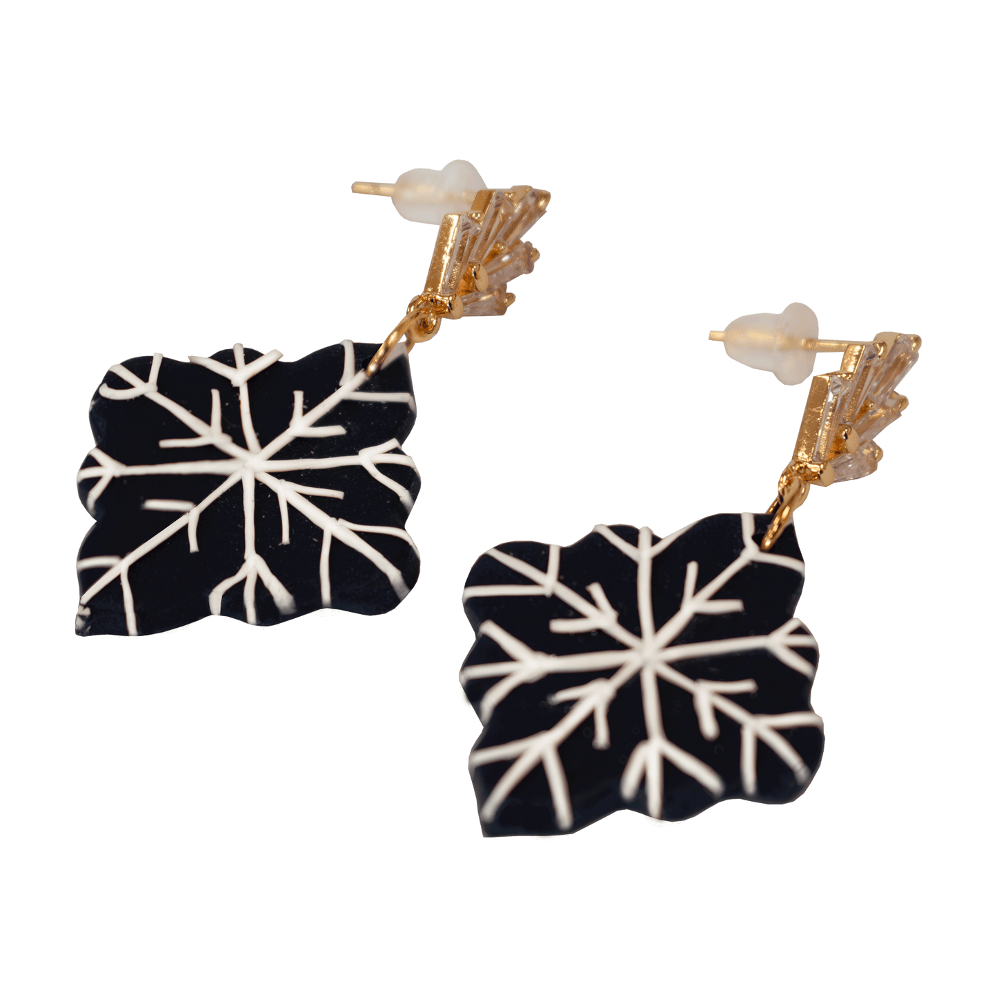 Handcrafted Clay Snowflake Dangle Earrings