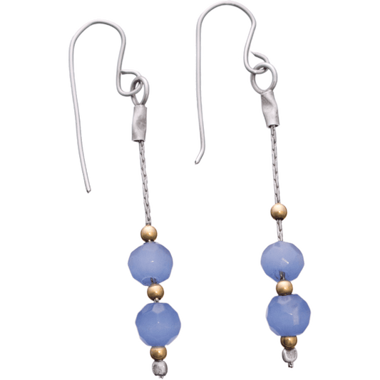 Dangle earrings with periwinkle and gold beads