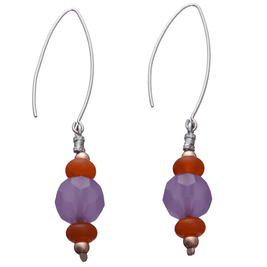 Lavender-and-Red-Beaded-Handcrafted-Earrings