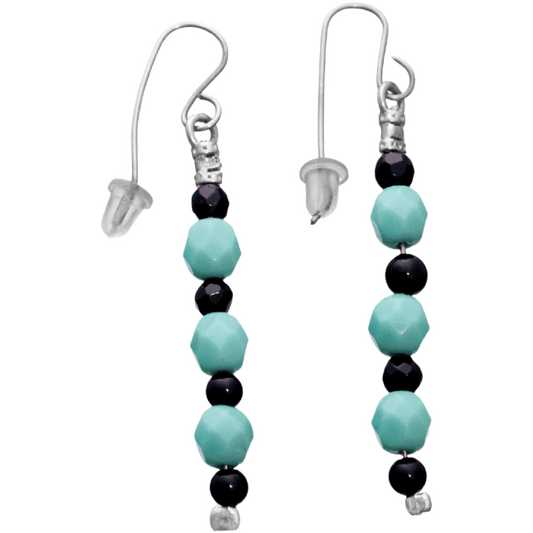 Dangle earrings with turquoise and black beads