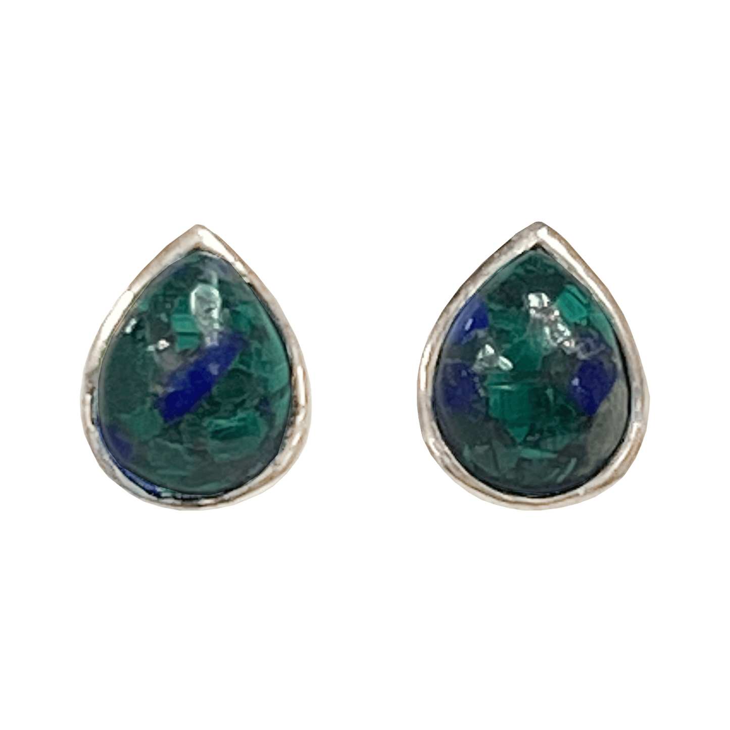 Eilat stone teardrop post earrings set in polished sterling silver