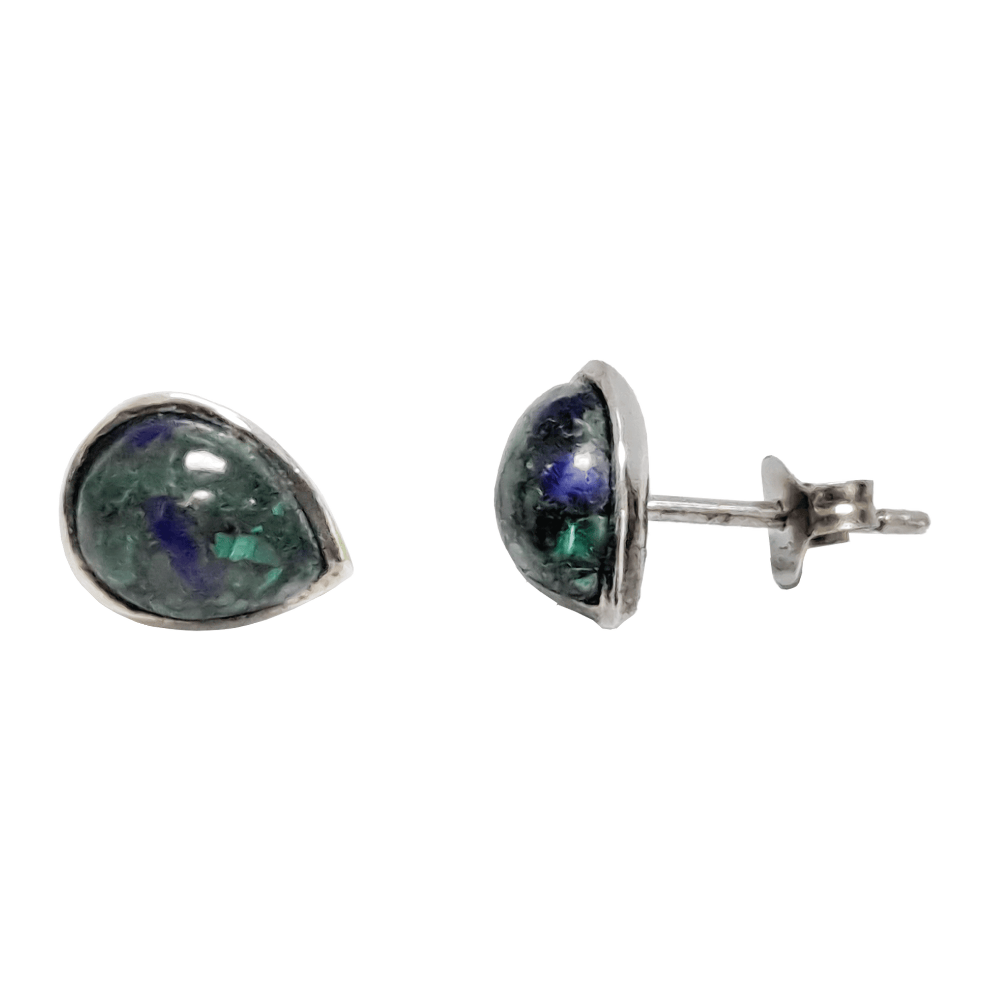 Eilat stone teardrop post earrings set in polished sterling silver