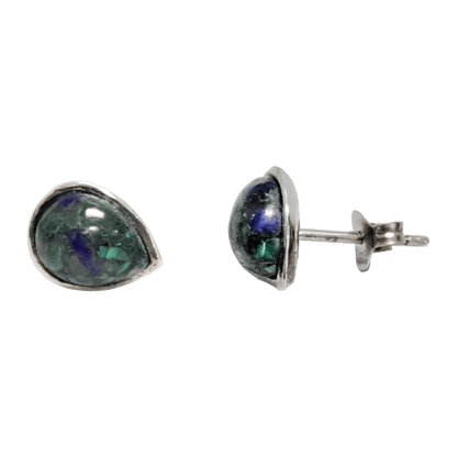 Eilat stone teardrop post earrings set in polished sterling silver