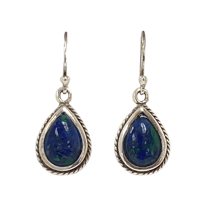 Eilat stone teardrop dangle earrings set in polished sterling silver