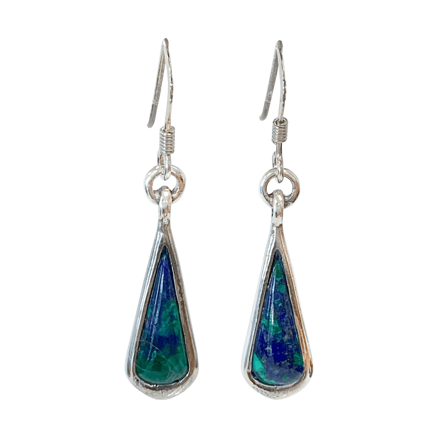 Sterling silver teardrop-shaped Eilat stone dangle earrings 