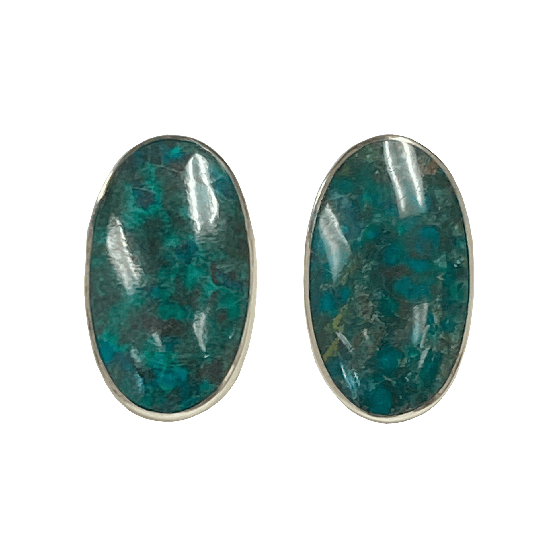 Eilat stone oval clip-on earrings set in sterling silver