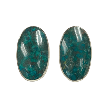 Eilat stone oval clip-on earrings set in sterling silver