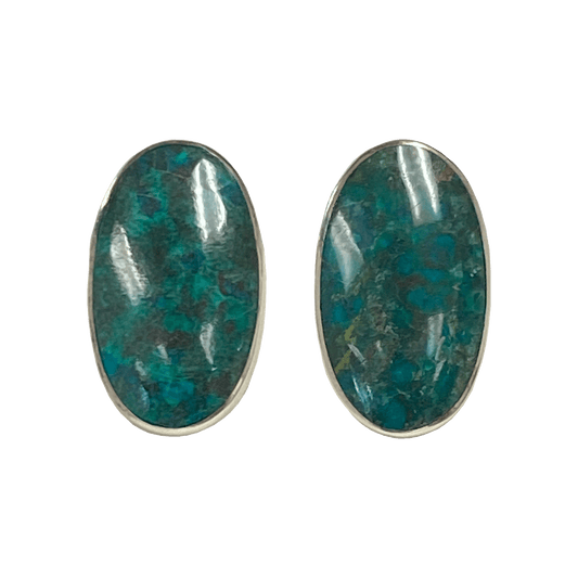 Eilat stone oval clip-on earrings set in sterling silver