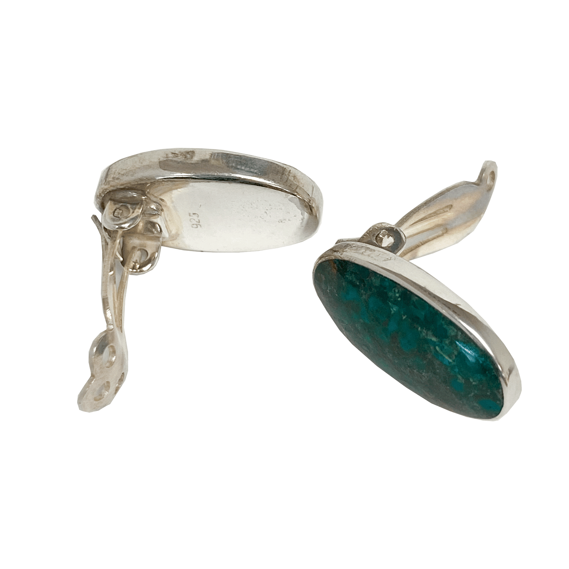 Eilat stone oval clip-on earrings set in sterling silver