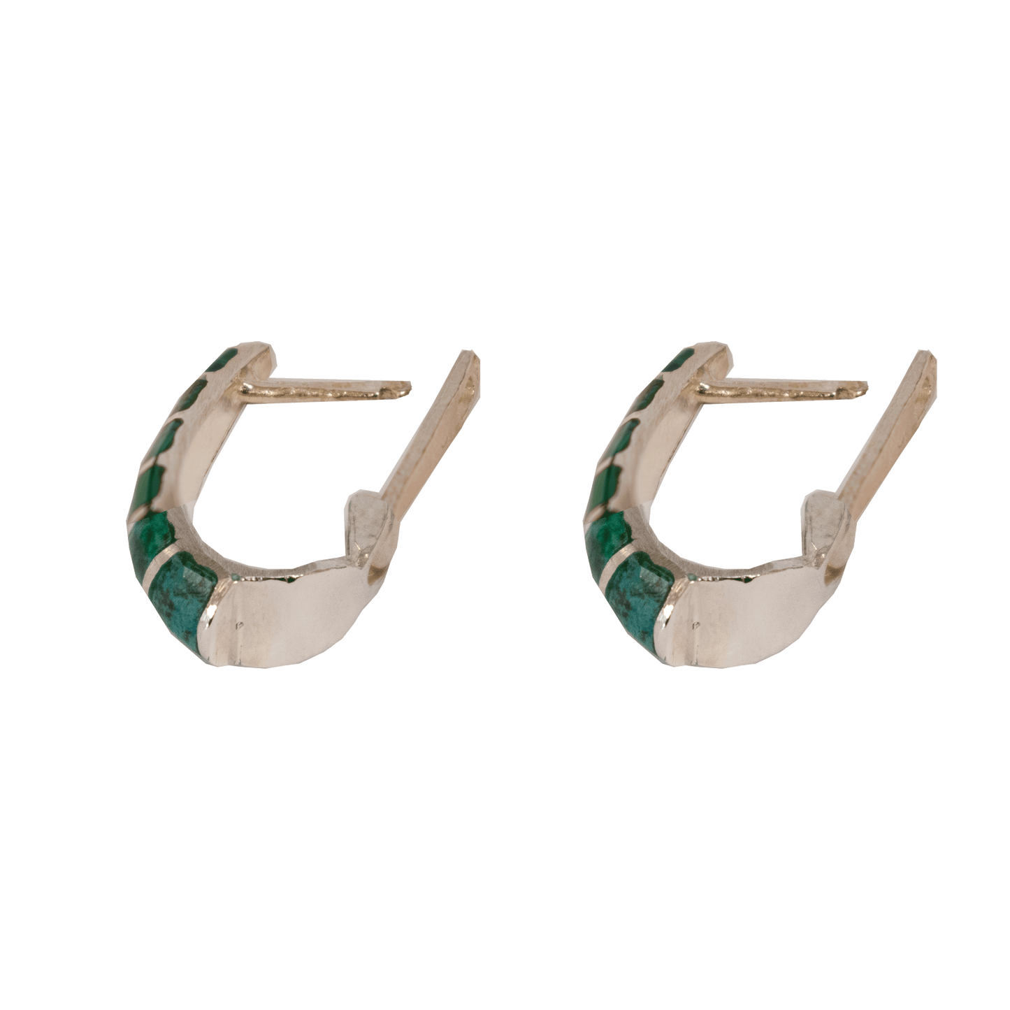 Oval hoop latch-back earrings made of  Eilat stone