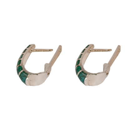 Oval hoop latch-back earrings made of  Eilat stone